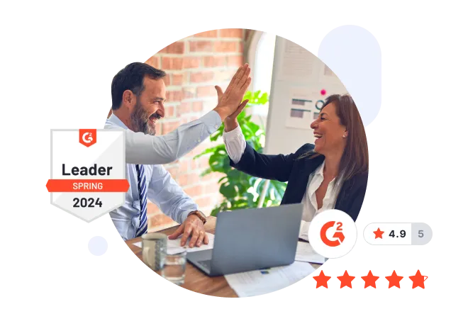 Drivetrain's G2 Leaders Badge and G2 rating of 4.9 on 5.